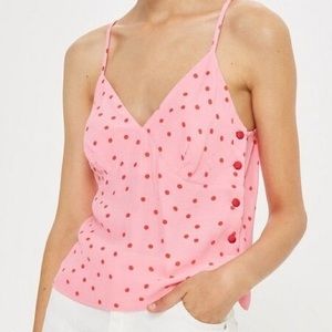 Topshop Pink Polka Dot Shirt